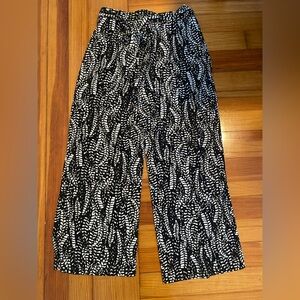 Joan Vass Monochrome Leaf Print Pants